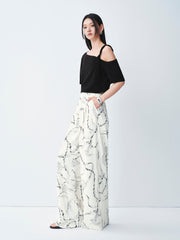 Women's Casual High-Waisted Printed Straight Pants