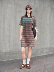 Women's Striped Polo Knit Dress