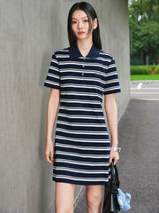 Women's Striped Polo Knit Dress