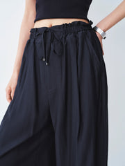 Women's Casual Navy Wide-Leg Straight Pants
