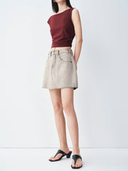 Women's Casual denim high-waist A-line short skirt