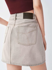 Women's Casual denim high-waist A-line short skirt