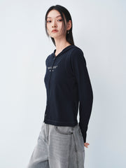 Women's double-zipper hooded letter cardigan