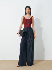 Women's Casual Double-Waist Straight Leg Pants