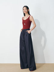 Women's Casual Double-Waist Straight Leg Pants