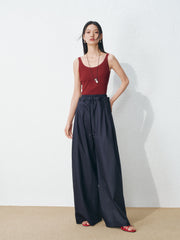 Women's Casual Double-Waist Straight Leg Pants