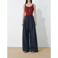 Women's Casual Double-Waist Straight Leg Pants