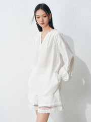 Women's Casual Embroidered Hollow Out Shirt