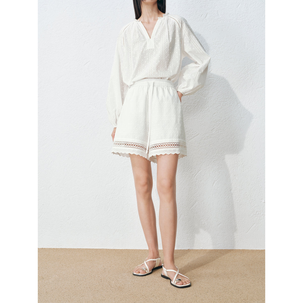 Women's Casual Embroidered Hollow Out Shorts
