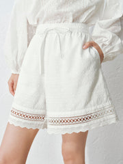 Women's Casual Embroidered Hollow Out Shorts