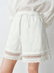 Women's Casual Embroidered Hollow Out Shorts