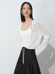 Women's Casual Short Hollow Out  Knit Cardigan