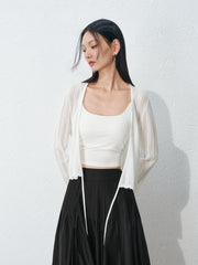 Women's Casual Short Hollow Out  Knit Cardigan