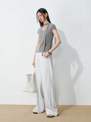 Women's Casual Slim Fit Flutter Sleeve  Top