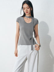 Women's Casual Slim Fit Flutter Sleeve  Top
