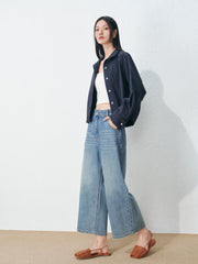 Women's casual mandarin collar long-sleeve shirt