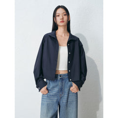 Women's casual mandarin collar long-sleeve shirt