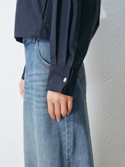 Women's casual mandarin collar long-sleeve shirt