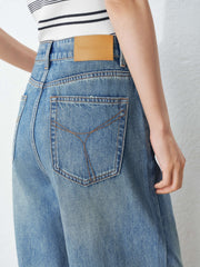 Women's Casual Wide Leg Cropped Straight Jeans
