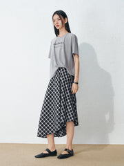 Women's Casual Fake Two-Piece Plaid Dress