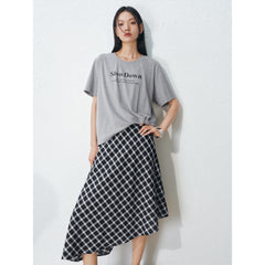 Women's Casual Fake Two-Piece Plaid Dress