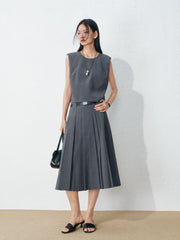 Women's Commute-Style Vest and Pleated Skirt Set