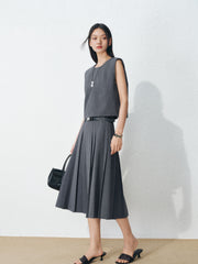 Women's Commute-Style Vest and Pleated Skirt Set