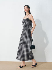 Women's Casual Plaid Camisole and Skirt Set