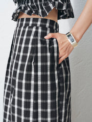 Women's Casual Plaid Camisole and Skirt Set