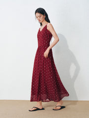 Women's Vacation-Style Red Polka Dot Dress