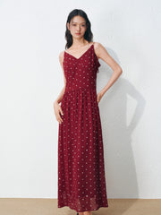 Women's Vacation-Style Red Polka Dot Dress