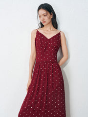 Women's Vacation-Style Red Polka Dot Dress
