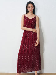 Women's Vacation-Style Red Polka Dot Dress