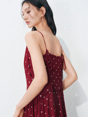 Women's Vacation-Style Red Polka Dot Dress