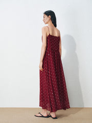 Women's Vacation-Style Red Polka Dot Dress