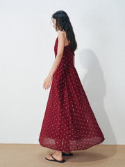 Women's Vacation-Style Red Polka Dot Dress