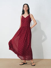 Women's Vacation-Style Red Polka Dot Dress
