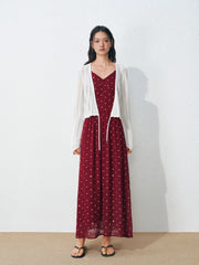 Women's Vacation-Style Red Polka Dot Dress