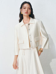Women's tailored boxy casual lapel jacket