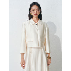 Women's tailored boxy casual lapel jacket