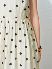Women's Resort Waist-Cinching Polka Dot Dress