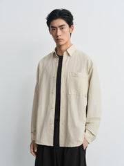 Men's Old Money Style Textured Linen Shirt
