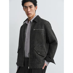 Men's Casual PU Collar Paneled Jacket