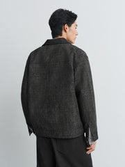 Men's Casual PU Collar Paneled Jacket