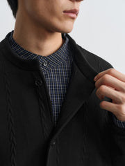 Men's Old Money Style Cable-Knit Jacket