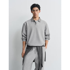 Men's Casual Shirt-Collar Faux-Layer Sweatshirt