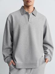 Men's Casual Shirt-Collar Faux-Layer Sweatshirt