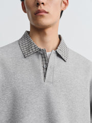 Men's Casual Shirt-Collar Faux-Layer Sweatshirt