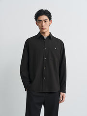 Men's Casual Bark-Textured Shirt
