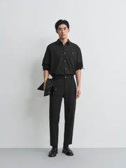 Men's Casual Tapered Black Drape-Fit Trousers